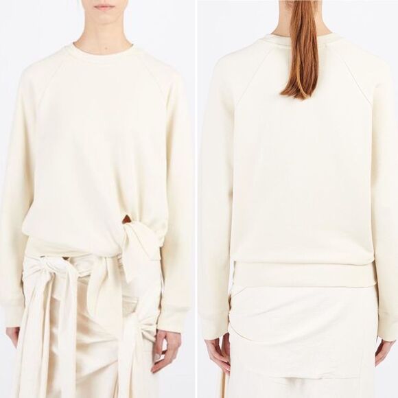 JOSEPH Runway Off White Loop Back Front Knot Raglan Crewneck Sweatshirt Sweater - Picture 6 of 15